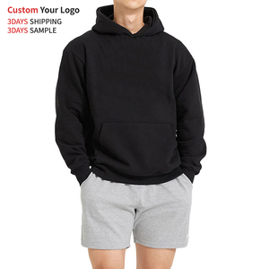Sudadera con capucha corta de alta calidad, corte holgado y extragrande, de forro polar, deportiva, bordada, cortavientos y ecológica. - Product Image 2