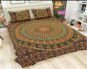 Drap de lit en coton 100% imprimé à la main aux couleurs des sept chakras indiens, style bohème, doux, pour la maison et l'hôtel - Product Image 1