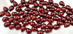Cabujón de pera rojo granate natural de 7x10mm-Pera granate roja suelta AAA de alta calidad - Product Image 2