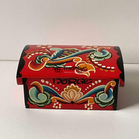 Caja de Madera Artesanal de Alta Calidad Tradebyd, Pintura de Arte Folclórico Europeo, Diseño Personalizado, Caja Decorativa Única para Regalo del Hogar