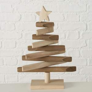 Árbol de Navidad de madera maciza con detalles pintados, perfecto para decorar escritorios de oficina o estantes de dormitorio. - Product Image 5