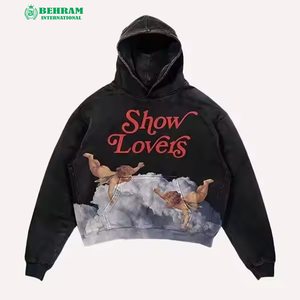 100% coton personnalisé recadrée surdimensionné respirant haute qualité à capuche Vintage lavé à l'acide pull à capuche impression numérique - Product Image 2