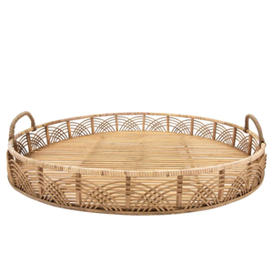Plateaux de service en bambou rond naturel fait à la main et écologique, ensemble de 2 vente en gros, nouveau produit du Vietnam - Product Image 2