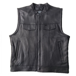 Gilet de moto en cuir véritable Gilet de motard en cuir de vachette pour hommes Gilets de moto en cuir de vachette - Product Image 1