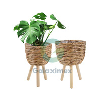 Set Pot Bunga Klasik dari Bambu Coklat dengan Kaki untuk Penggunaan di Taman Produk Berkelanjutan dari Pabrik Vietnam Grosir