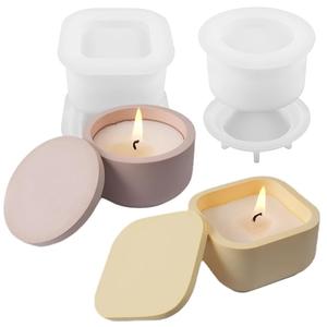 Incroyable pot à bougie unique en béton avec couvercle de belles couleurs pour les festivals de Noël et les occasions idée cadeau - Product Image 6