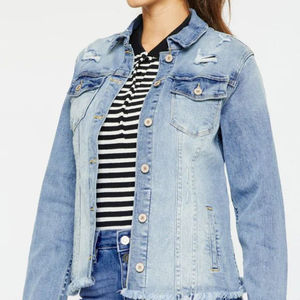 Chaqueta Vaquera de Mezclilla para Mujer, Nueva Moda, Lavada, Transpirable, de Manga Larga, Desgastada, Estilo Holgado, Ajustada, 100% Algodón, Venta al por Mayor - Product Image 1