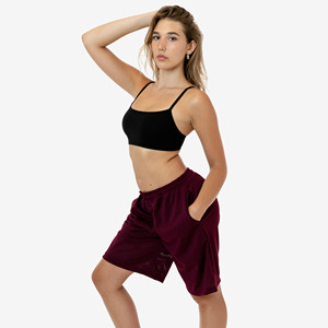 Pantalones cortos rectos de secado rápido con logotipo personalizado 2024, pantalones cortos de gimnasio de malla para mujer, pantalones cortos de malla en blanco para mujer - Product Image 6