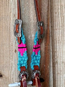 Conjunto de arreos Western - Brida de un solo oído de mohair y pechera a juego, accesorios de arreos para equitación y cabezada - Product Image 5