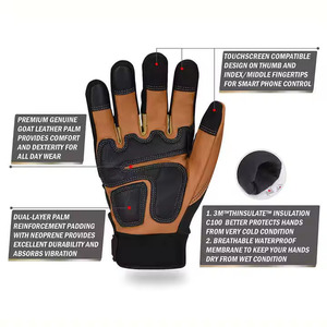 Lightweight Breathable Mechanic Gloves Non-Slip Touchscreen & Anti-Vibration Features for Daily Safety & Building Work <b>Ski</b> - Product Image 4