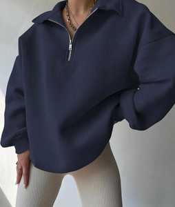 OEM/ODM Sweat à capuche zippé 100% coton éponge français pour femmes, style surdimensionné de haute qualité. - Product Image 4