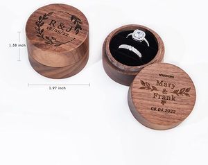 Mini caja de anillo colgante personalizada de lujo, almacenamiento de madera para joyería, embalaje de regalo, pequeña, delgada, plana, de madera con tapa magnética de ventana - Product Image 1