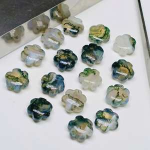 หินมอสอาเกตแกะสลักรูปดอกไม้ ขนาด 10 มม. หินธรรมชาติแกะสลักด้วยมือ สำหรับงานเครื่องประดับ 2 ถึง 5 ชิ้น - Product Image 3