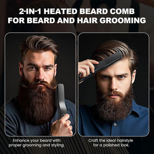 Lisseur de barbe 2 en 1 pour hommes Réglage de la température à 6 vitesses Affichage LCD <span class=keywords><strong>Brosse</strong></span> à barbe <span class=keywords><strong>chauffante</strong></span> - Product Image 3