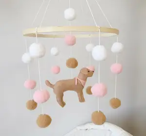 Baby Crib Mobile for Girls Boys Dog Theme Baby Mobile for Crib Mobile for Bassinet with Felt Ball