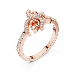 Wholesale Custom Womens Diamond Ring <b>Elegant</b> Leaf Swirl Floral Design Silver Gold Factory Direct OEM ODM - Product Image 1