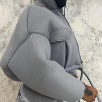 Chaqueta de Invierno Corta, Impermeable, Transpirable, Cortavientos, con Cuello Alto, Acolchada, con Estampado 3D para Mujer