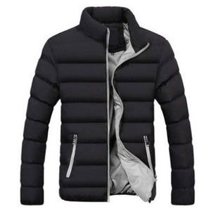 Veste d'hiver décontractée unisexe en duvet avec fermeture éclair et col montant, vêtement emballé, directement de l'usine - Product Image 1