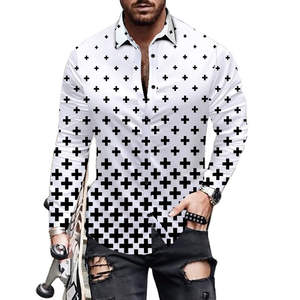 Camisetas Casuales de Manga Larga con Estampado Digital, Camisas Casuales con Patrón Geométrico - Product Image 1