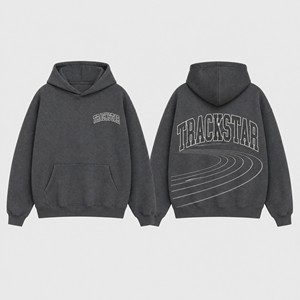 เสื้อฮู้ดดี้ Trackstar สำหรับผู้ชายและผู้หญิง สกรีนโลโก้ได้ ทรงโอเวอร์ไซส์ ไหล่ตก สไตล์สตรีทแวร์ เสื้อสเวตเชิ้ต เสื้อผ้ากีฬา แบรนด์ส่วนตัว TS-HD-085 - Product Image 6