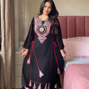 ชุดคุर्ติผ้าเรยอนแบบเปปลัมและขากระดิ่ง ลวดลายพิมพ์ทันสมัย สไตล์อินเดีย-ปากีสถาน สำหรับงานปาร์ตี้และชุดลำลอง - Product Image 1