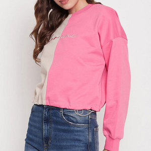 Sudaderas de Cuello Redondo para Mujer Otoño Invierno, Corte Holgado, Lavado Ácido, Logotipo Impreso en la Parte Delantera, Personalizable, Ecológico - Product Image 2