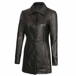 Abrigos de Cuero Genuino Casuales y Transpirables para Mujer, Diseño Vintage a Prueba de Viento con Logotipo, Venta al Por Mayor - Product Image 5