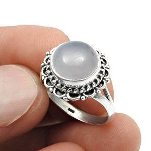 ของขวัญวันเกิดสุดเท่สำหรับ925ของเธอเครื่องประดับอัญมณีคาลซิโดนีธรรมชาติรูปทรงกลมแบบลำลองทำด้วยมือ - Product Image 4