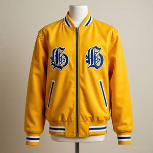 Hombres Collage Varsity cuero manga invierno béisbol Varsity chaqueta hombres 100% lana cuello redondo Varsity chaquetas hombres - Product Image 2