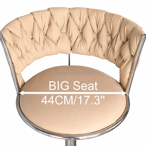 Tabourets <span class=keywords><strong>de</strong></span> bar en cuir PU beige <span class=keywords><strong>de</strong></span> 44 <span class=keywords><strong>cm</strong></span>, grand siège, hauteur réglable, pivotants, cadre chromé, <span class=keywords><strong>pour</strong></span> bar, restaurant, café - Product Image 5
