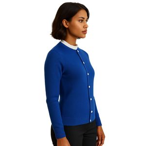 Zeta Phi Beta Cardigan en tricot bleu royal avec col à volants blanc brodé de lettres grecques sororité pull de la vie grecque - Product Image 6