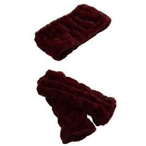 SDS Boappa Conjunto de 2 piezas de moda Negro/Rojo vino Cuello y calentador de piernas largas Patrón de punto 100% Poliéster - Product Image 4