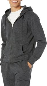 Sweat à capuche à manches longues personnalisé pour hommes de couleur unie pull à capuche en coton avec fermeture éclair tenue décontracté d'hiver - Product Image 2