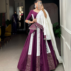 Dernier créateur pur coton Georgette Badhani Lehenga Choli pour adultes vêtements traditionnels indiens pour les occasions spéciales - Product Image 2