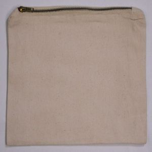 Custom Logo Printed Recycled Natural Cotton Canvas Gift <b>Bag</b> Gold Zipper Eco-Friendly Cosmetics <b>Makeup</b> Zip Pouch Customizable - Product Image 1