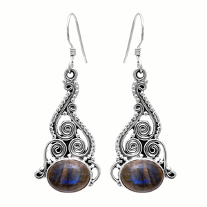 4.3 cm bohème boucles d'oreilles 100% naturel Labradorite ovale cabine 925 argent Sterling 6.36 Gms bijoux de mariage à la mode pour - Product Image 4
