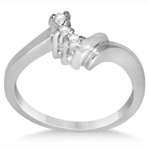 14k White <b>Gold</b> Bridal <b>Set</b> with 0.25ct Diamond Sidestone Accent Diamond <b>Rings</b> - Product Image 5