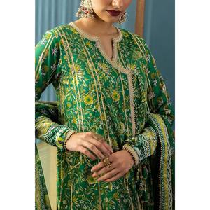 Conjunto de 3 Piezas para Mujer, Traje de Lona Bordado con Gota y Dupatta Estampada CL-62042 - Product Image 2