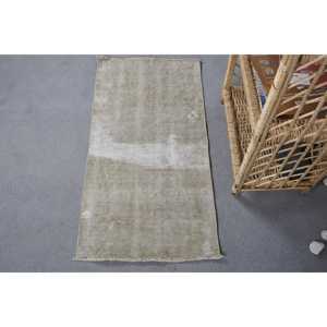 Alfombra, 1.7x3.2 pies, Alfombra Vintage, Alfombra Beige con Puntos, Lana - Product Image 1