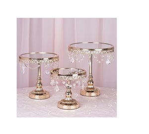 Support à gâteau en verre transparent de haute qualité, Table à Dessert de mariage, support à gâteau en cuivre, assiette à gâteau créative, Dessert pour fête d'anniversaire - Product Image 6