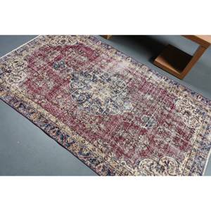 Alfombra turca Vintage roja y azul de 4,4X7,3 pies, área grande de lana, algas marinas, retales de látex para adolescentes, pasillo rectangular para habitación - Product Image 4