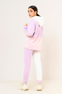 Dernier modèle de sweat à capuche et pantalon de survêtement patchwork pour femmes survêtements d'hiver ensemble deux pièces à la mode pour femmes en gros - Product Image 6