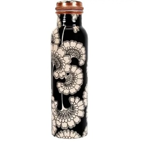 Black Enamel Print Shiny Polished <b>Copper</b> <b>Bottle</b> with Ring Hand Grip & Rope for Outdoor Use-Health Benefits Energy <b>Drink</b> Storage - Product Image 2