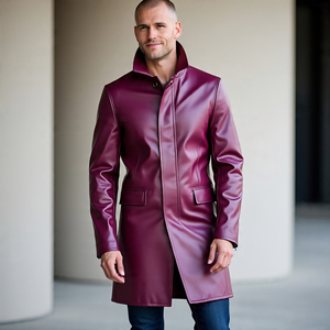 Chest Pocket Letterman PU Leather Jacket Men's Customize Vintage Genuine Leather Jackets Men Letterman Leather <b>Coat</b> Mens - Product Image 3