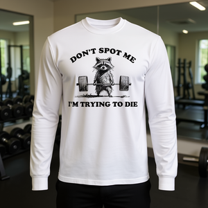 T-shirt vintage à manches longues motif raton laveur haltérophile - Ne me traquez pas, je tente de mourir - à des fins promotionnelles - Product Image 3