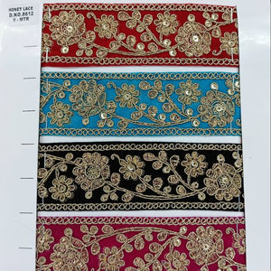 Garniture en dentelle brodée florale 3D colorée vibrante Design complexe pour la mode de mariage et la décoration intérieure Tissu en tulle - Product Image 1