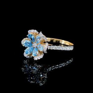 Anillo de compromiso de lujo con diamante de corte pera cultivado en laboratorio, banda de oro amarillo macizo de 14k con pulido brillante, 1 quilate, joyería fina. - Product Image 3