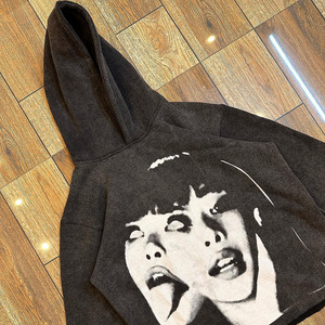 Sweats à capuche courts et sweat-shirts personnalisés pour femmes, vêtements de sport, sweats à capuche de jogging, pull à capuche en coton sérigraphié lavé à l'acide - Product Image 2