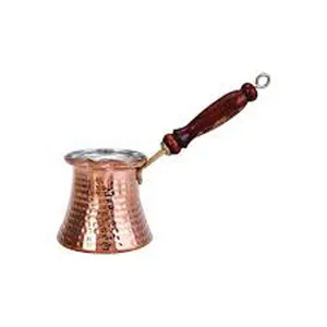 터키 커피 냄비 ~ 두꺼운 새겨진 단단한 구리 냄비 터키 커피 세트 나무 손잡이 골동품 디자인