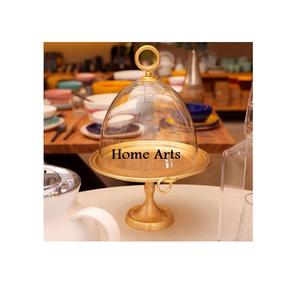 Soporte de pastel de aluminio de diseño clásico con tapa de vidrio Soporte de postre de forma redonda de Calidad exclusiva para los más vendidos - Product Image 1